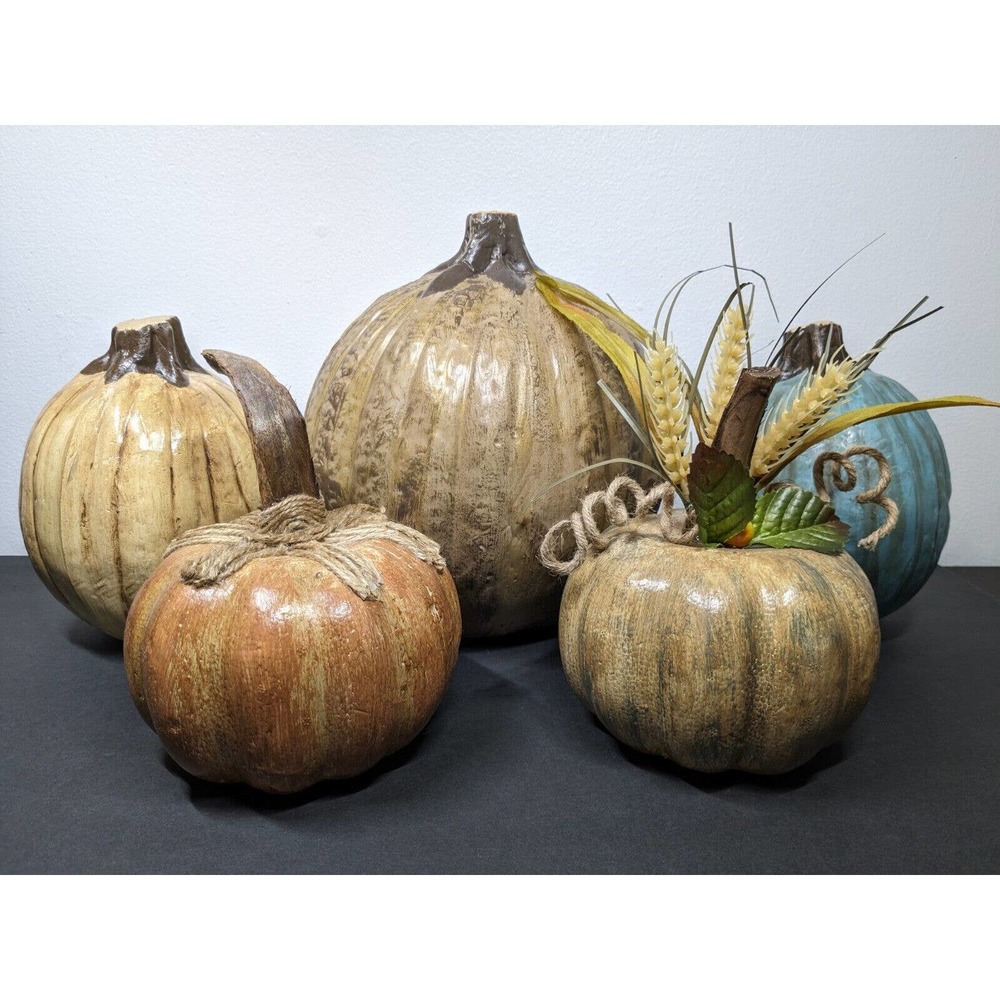 Fall Faux Pumpkins Foam Hand Painted Thanksgiving Halloween Decor 10.5" 8" 4"
